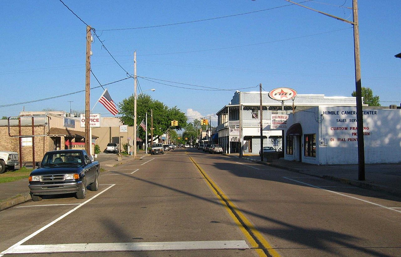 Downtown Humble with the humble cafe in the distance