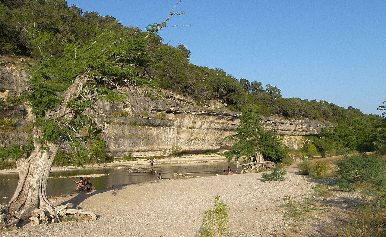 A bluff on the Guadalupe River in Guadalupe River State Park.