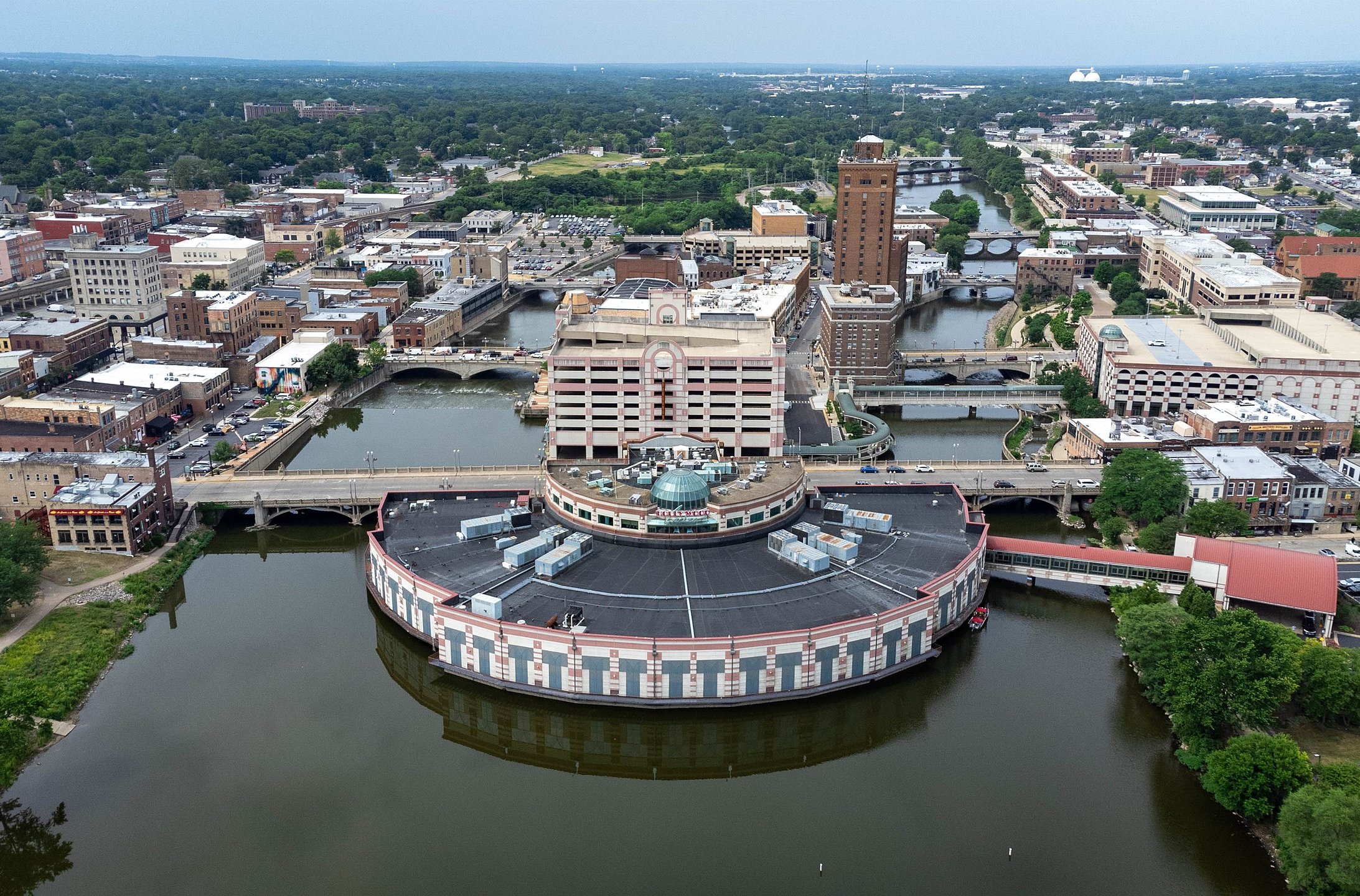 The Aurora, Illinois skyline during daytime
