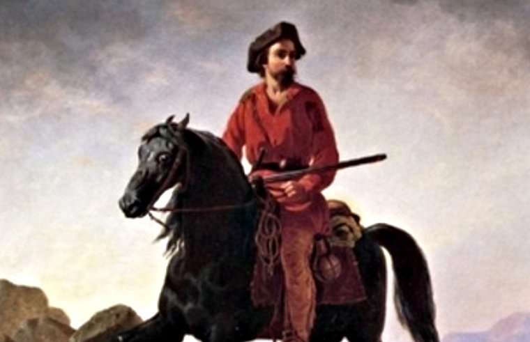 Painting of Kit Carson, Mountain man, scout, soldier.