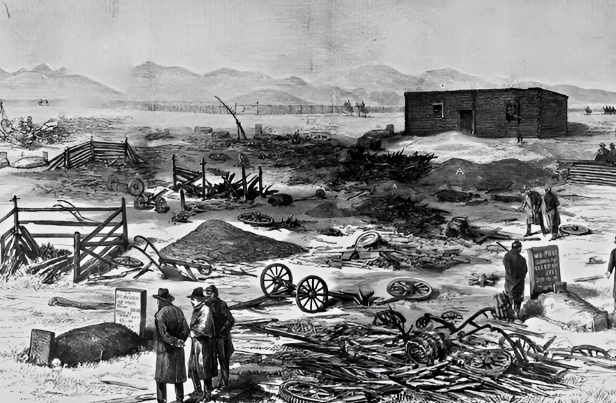 Reproduction of a sketch of the Meeker tragedy