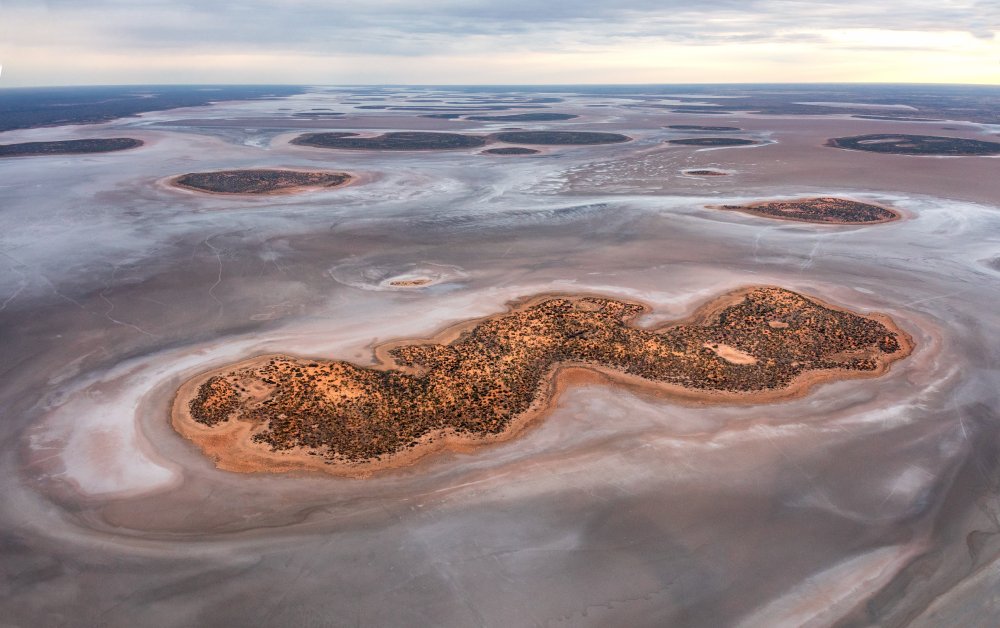 Lake Amadeus viewed from the sky during the dry season in central Australia