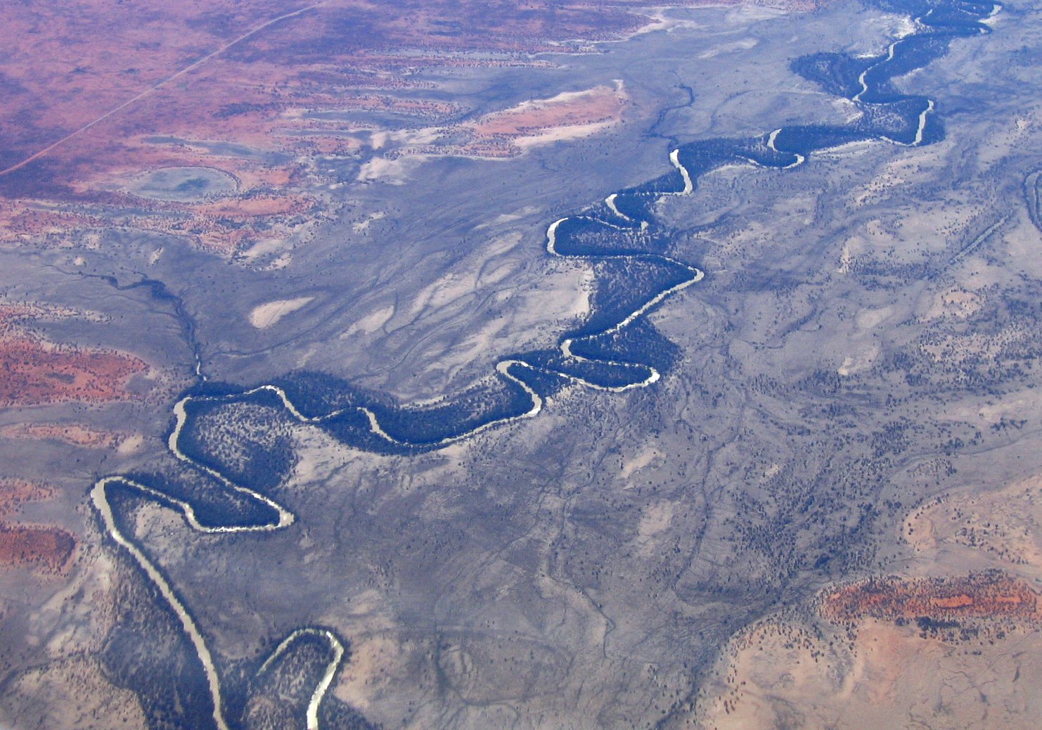 Aerial view of the Darling River near Menindee