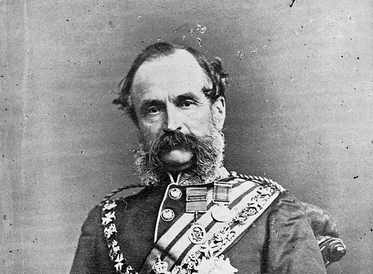 Grayscale Photo of Sir William Jervois in uniform, facing the camera