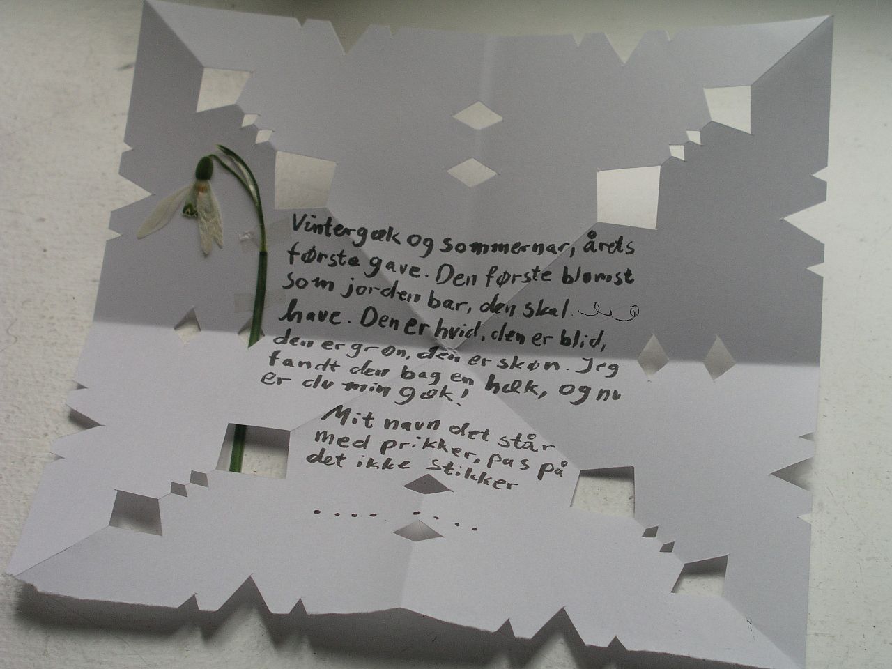 Gækkebrev (Danish Easter Letter) on a table