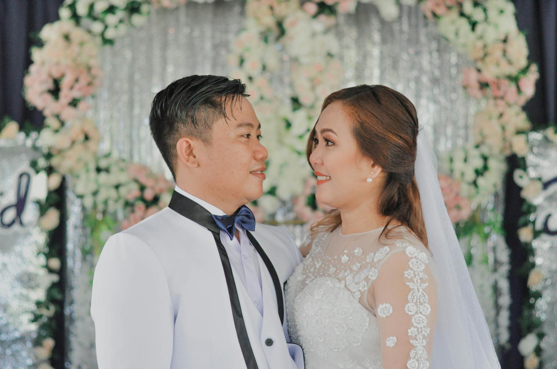 Close-Up Shot of a Romantic Wedding Couple