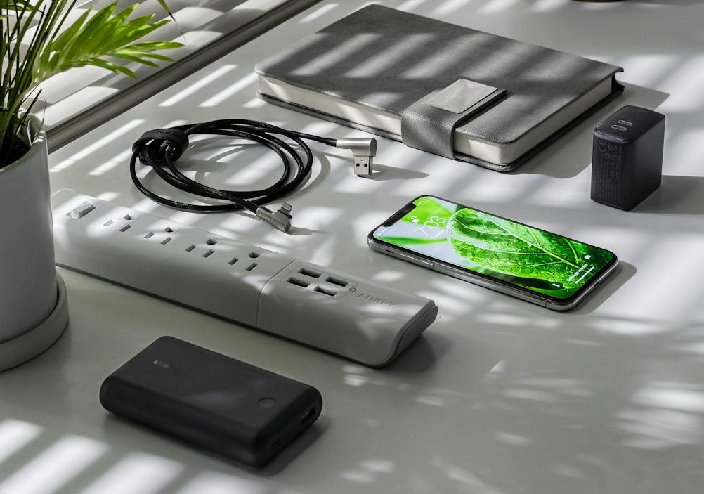 Power Strip on desk.