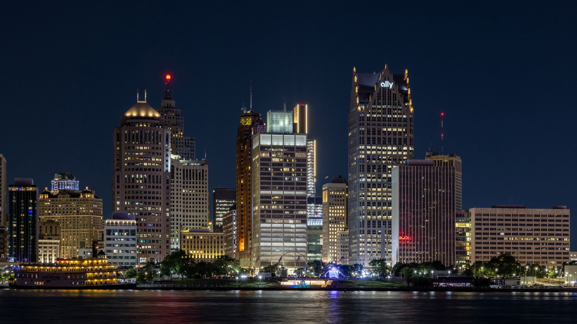 File:Detroit Financial District by night from Windsor, Ontario, 2025-06-28.jpg