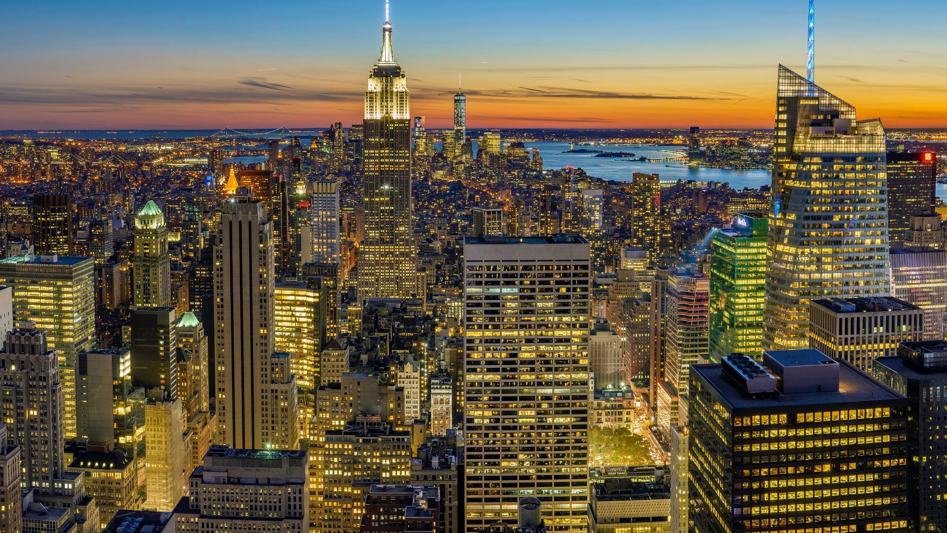 File:Lights of Rockefeller Center during sunset.jpg