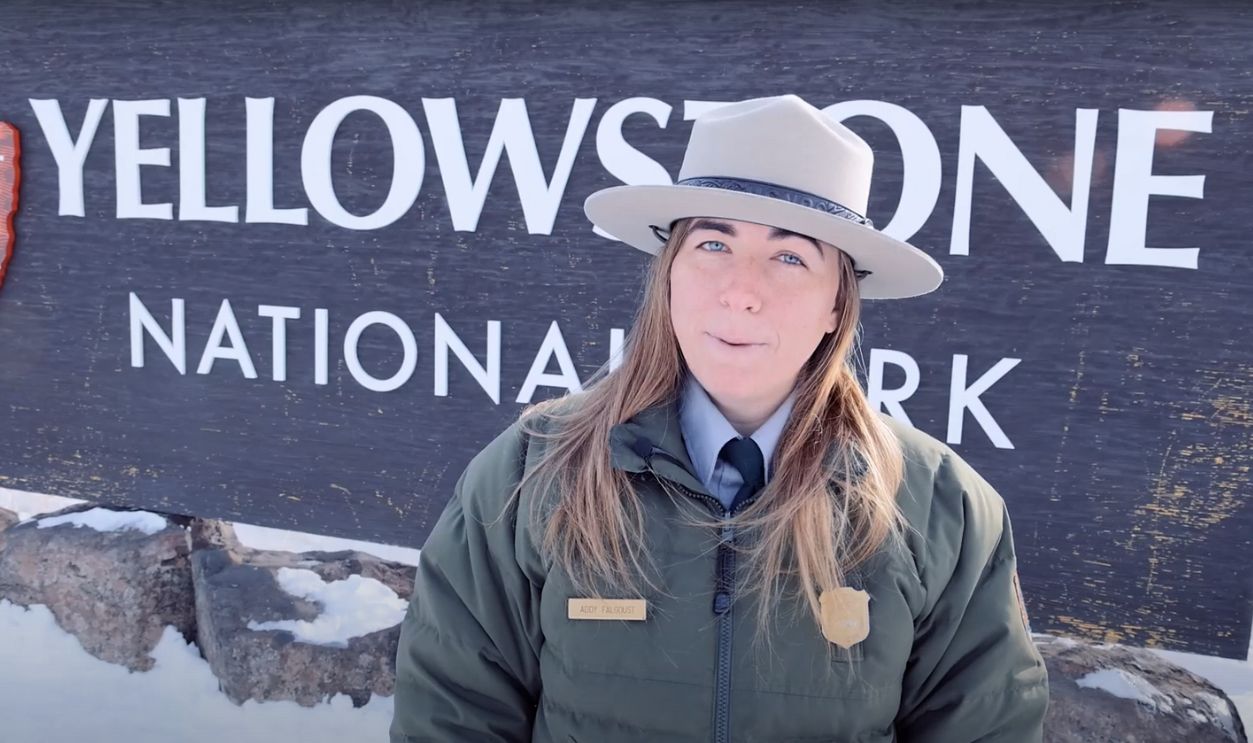 Person in yellowstone national park