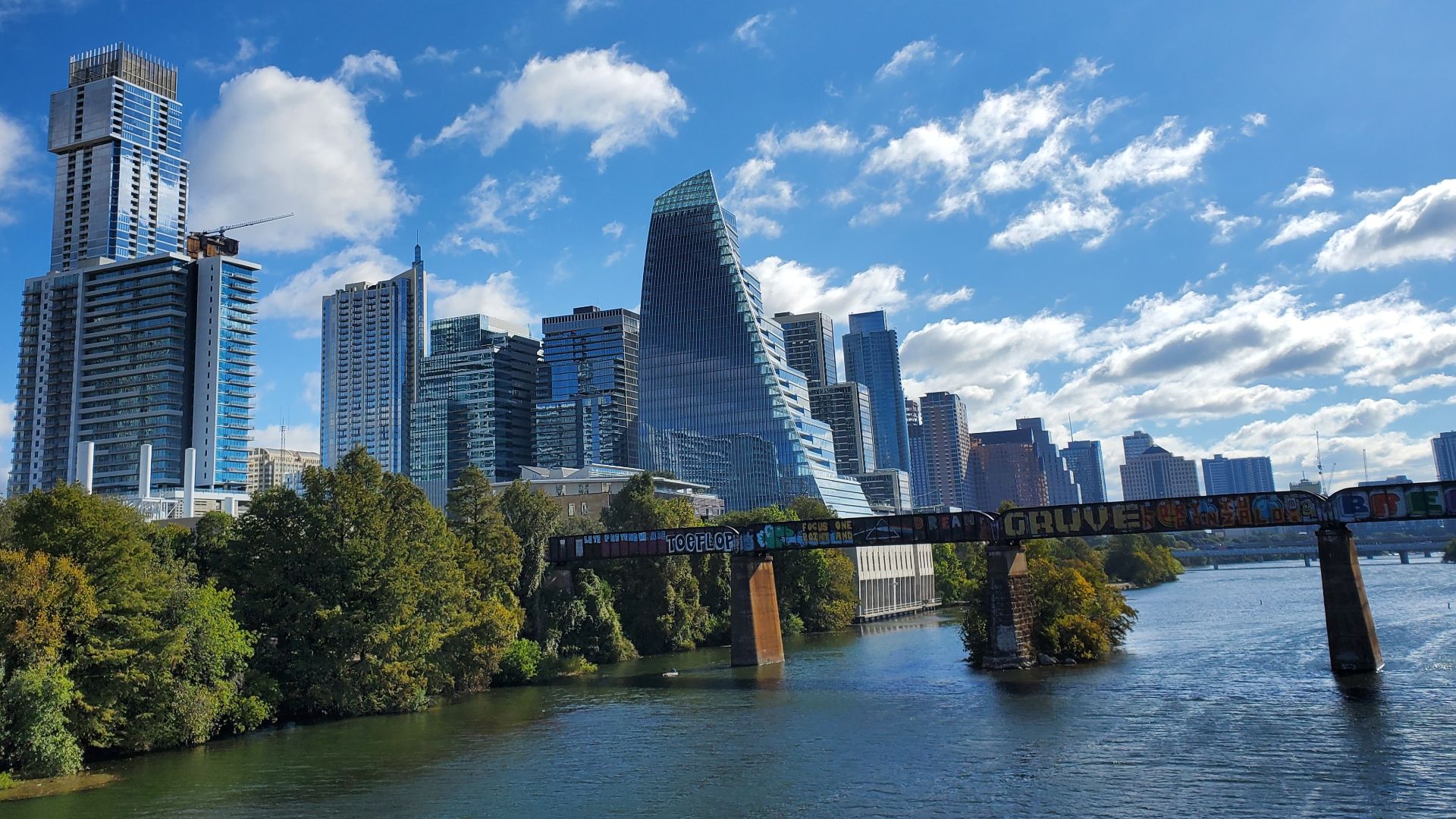File:View of Downtown Austin from Pfluger Pedestrian Bridge October 2022.jpg
