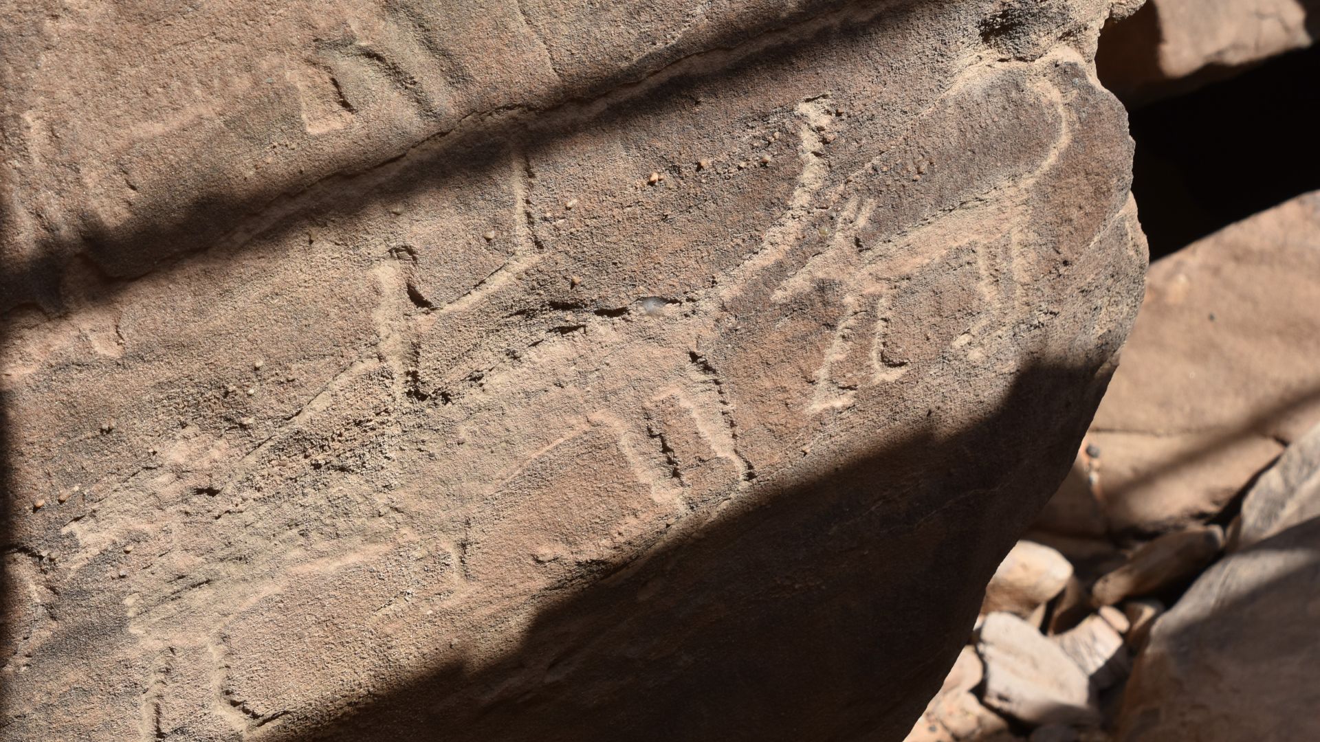 File:Petroglyphs including a dog, Jubbah rock art site, Saudi Arabia.jpg