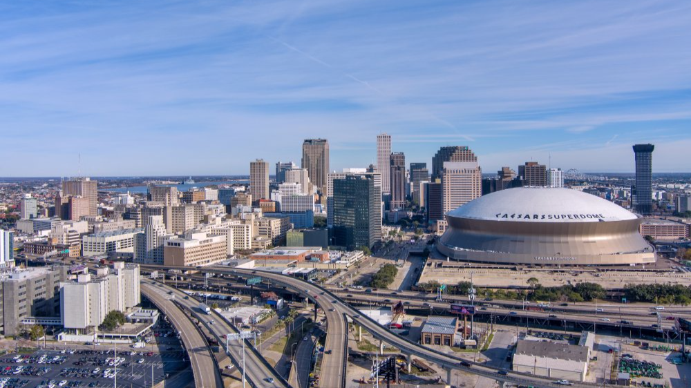 Vibrant urban scene of New Orleans, Louisiana captured from a high vantage point