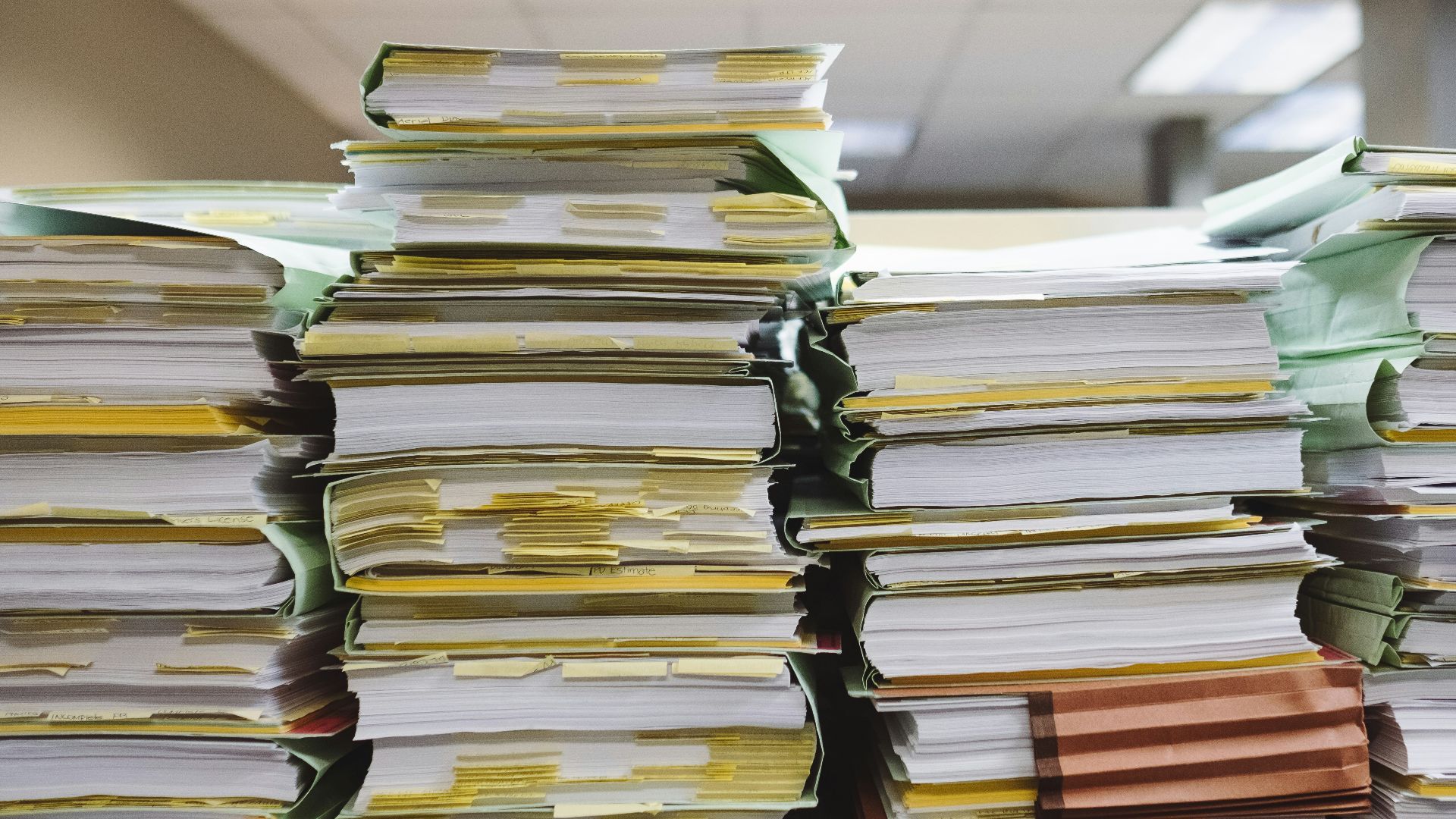 stack of books on table