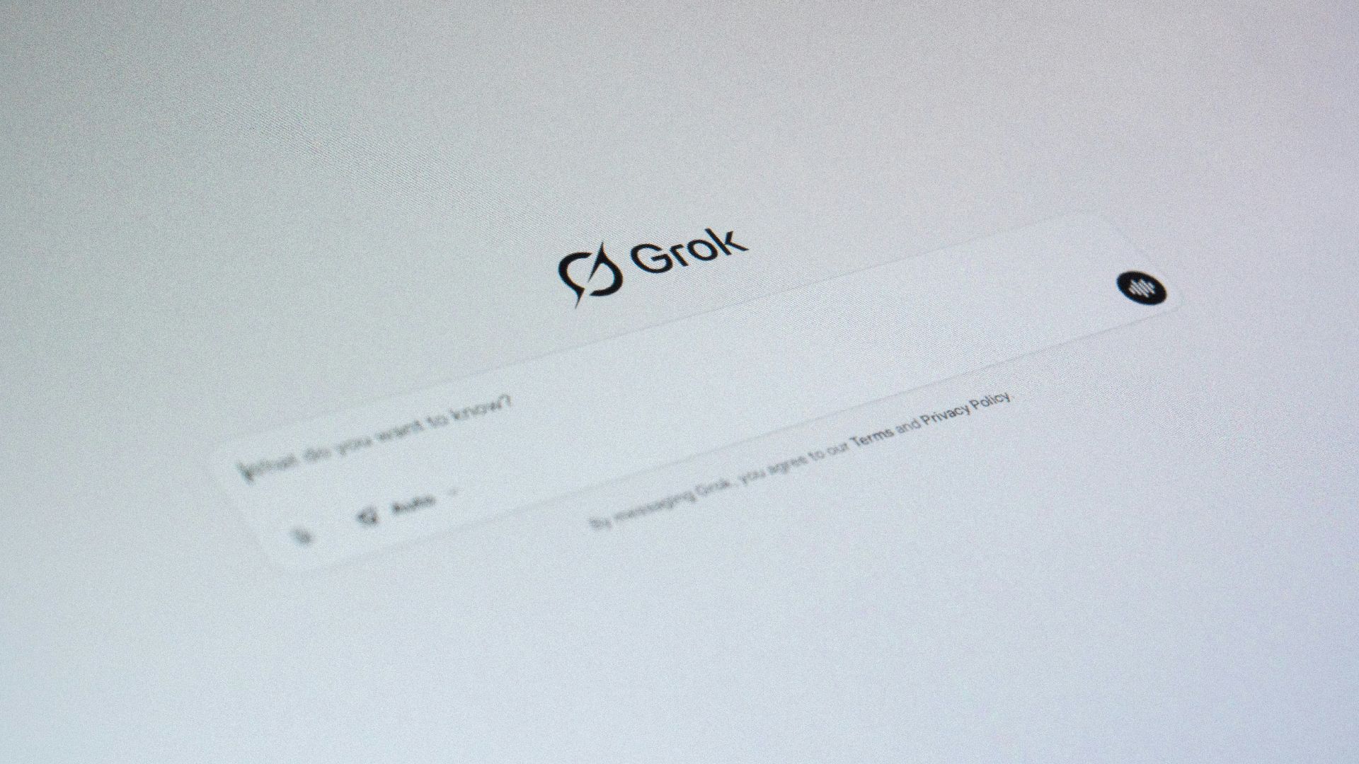 Grok ai interface with a question prompt