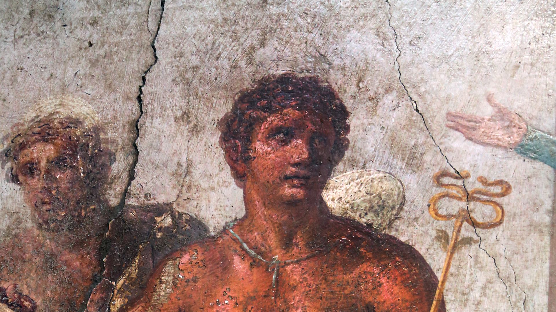 File:Casa dei vettii, vestibolo, oechus affrescato sul peristilio, issione legato alla ruota da vulcano alla presenza di giunone 02.jpg