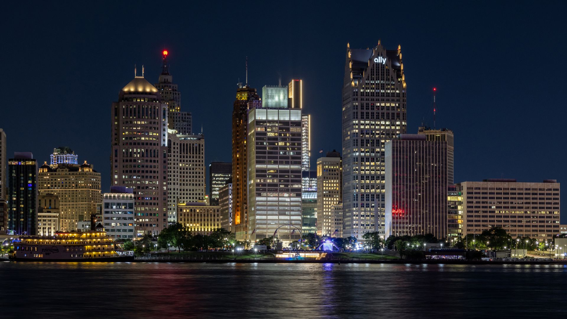 File:Detroit Financial District by night from Windsor, Ontario, 2025-06-28.jpg