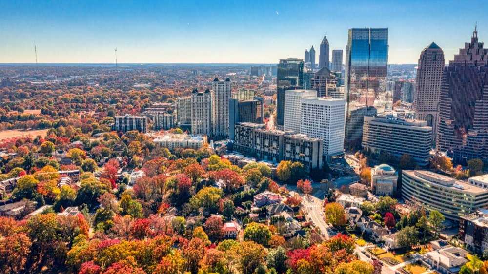 Vibrant urban scene of Atlanta, Georgia captured from a high vantage point