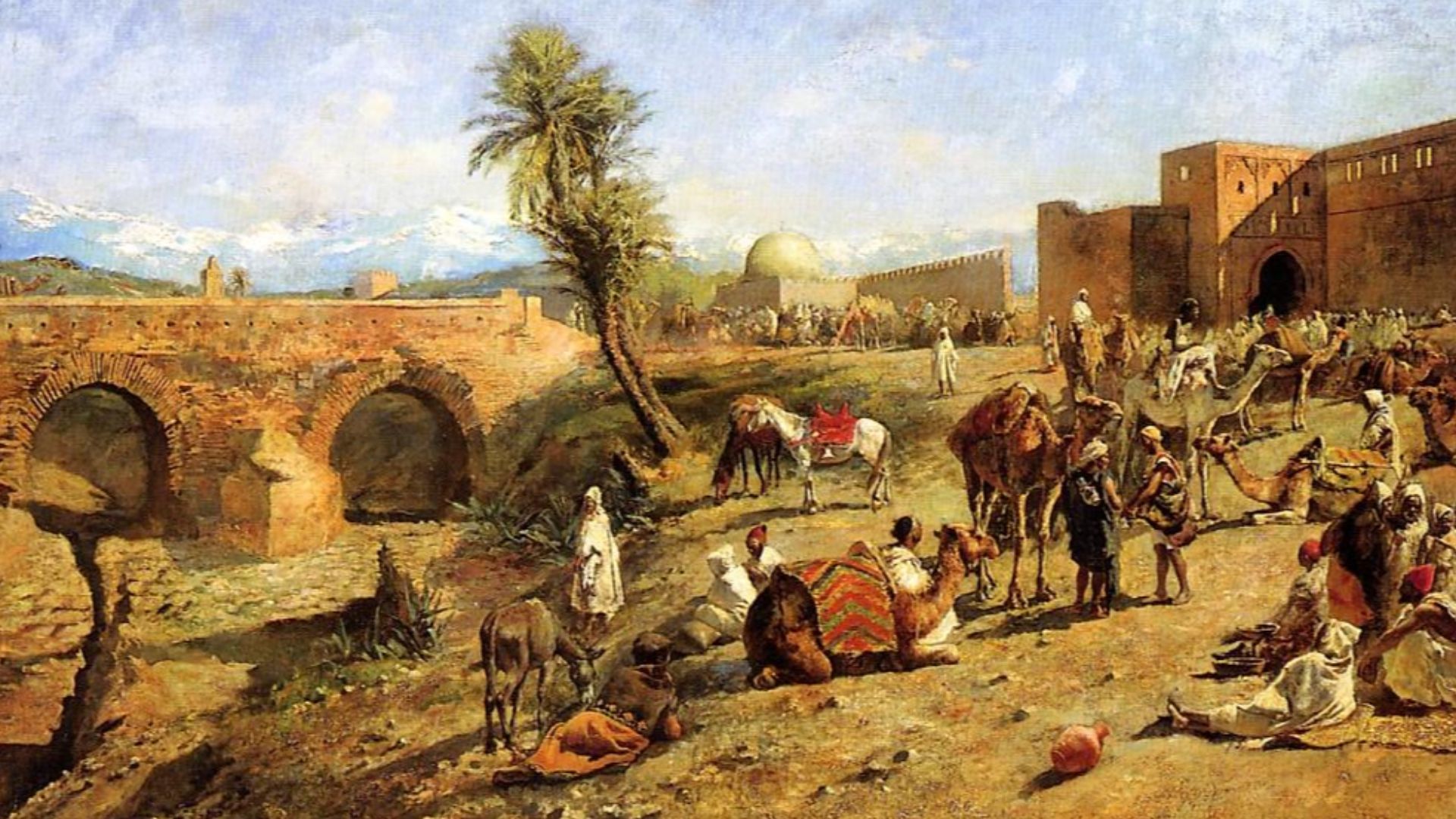 File:Weeks Edwin Lord Arrival of a Caravan Outside The City of Morocco.jpg