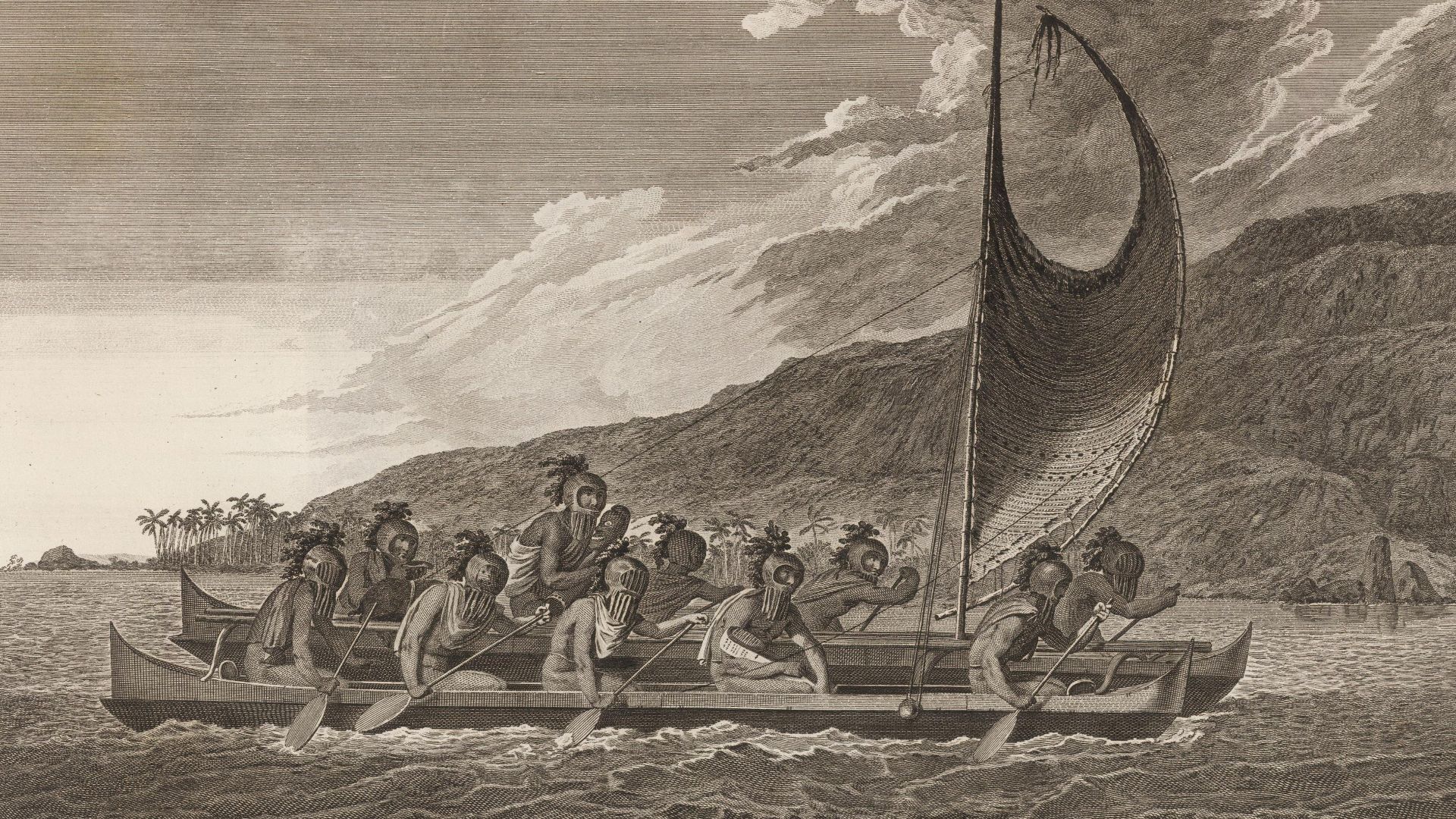 File:A Canoe of the Sandwich Islands, the Rowers Masked by John Webber.jpg