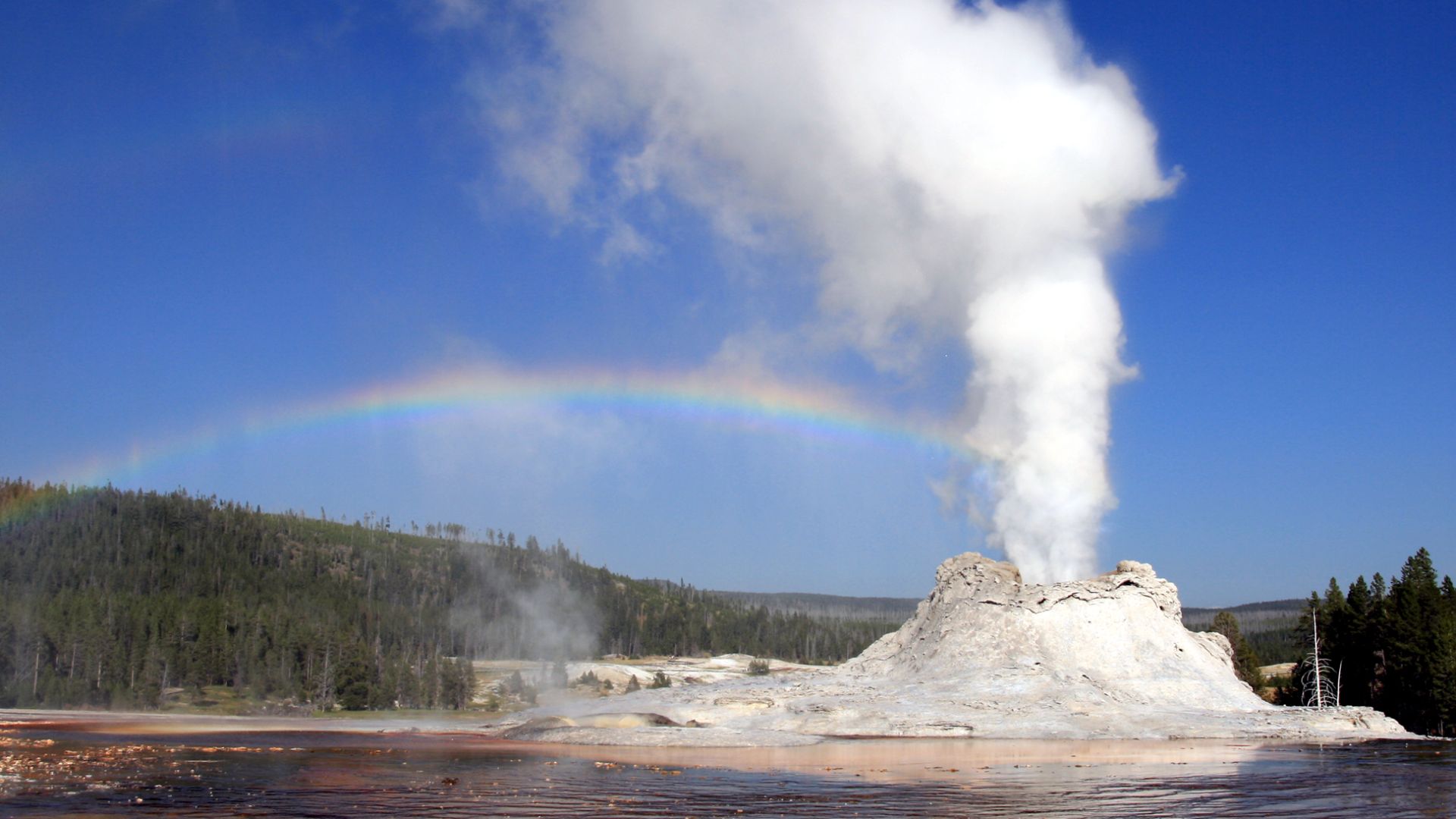 File:Steam Phase eruption of Castle geyser with double rainbow.jpg