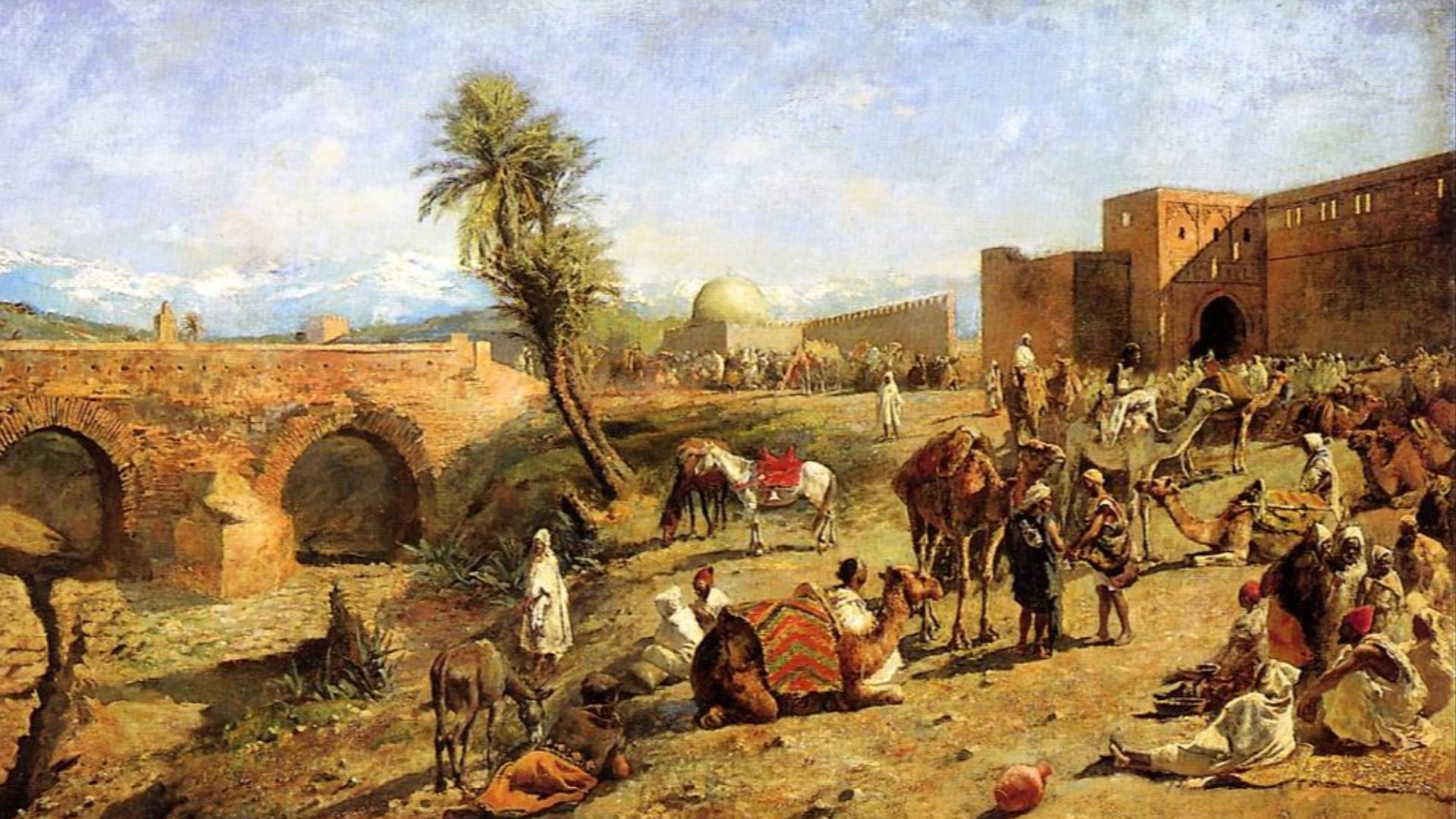 File:Weeks Edwin Lord Arrival of a Caravan Outside The City of Morocco.jpg