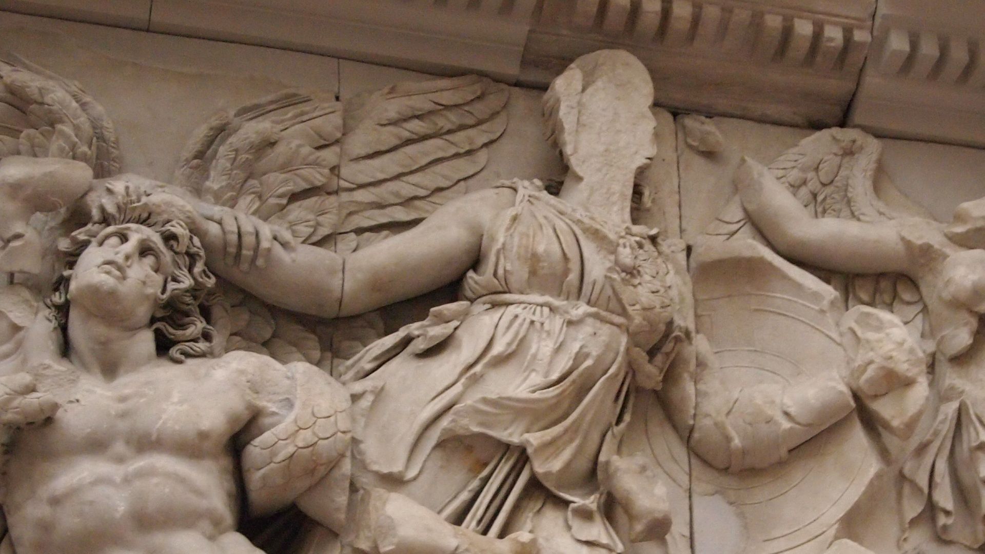 File:Athena and Nike fight Alkyoneus, Gaia rises up from the ground (5336871341).jpg