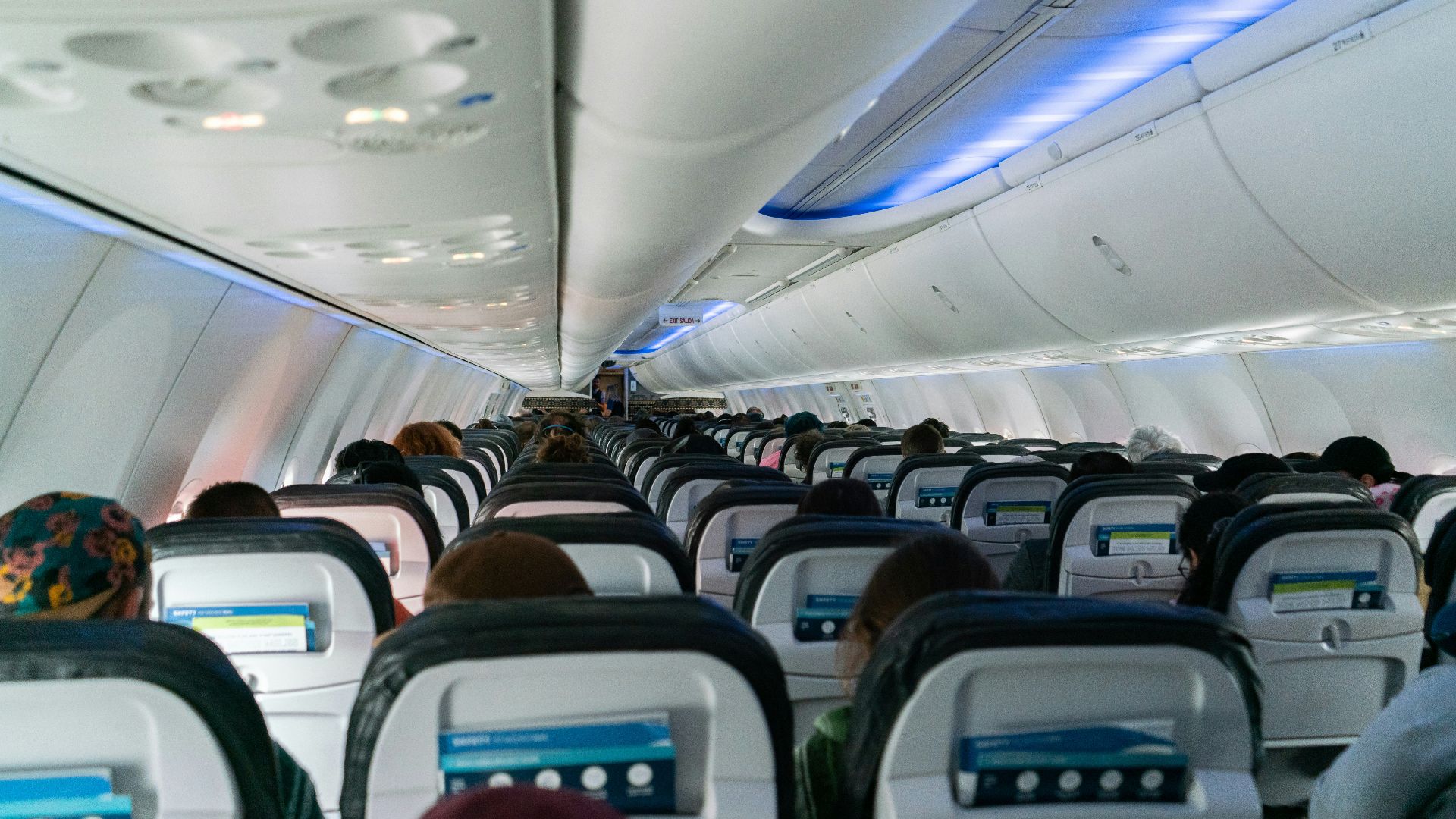 a view of the inside of an airplane