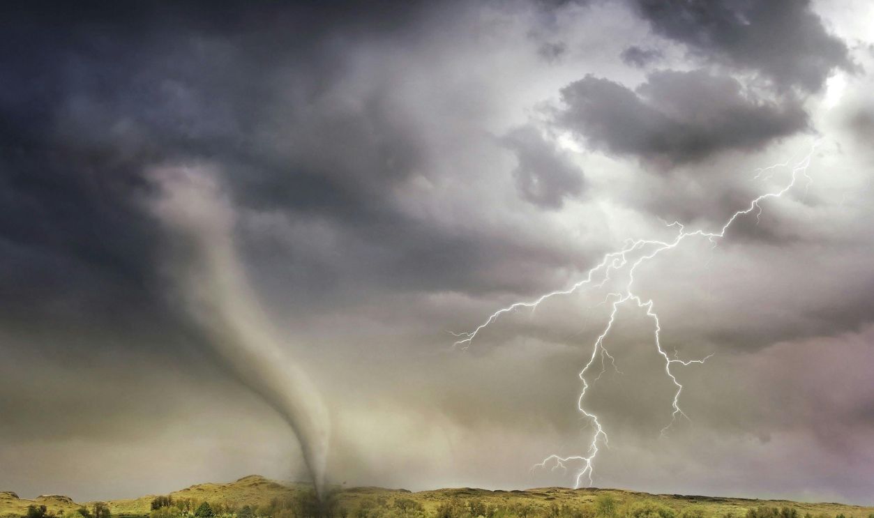 Lightning and Tornado Hitting Village