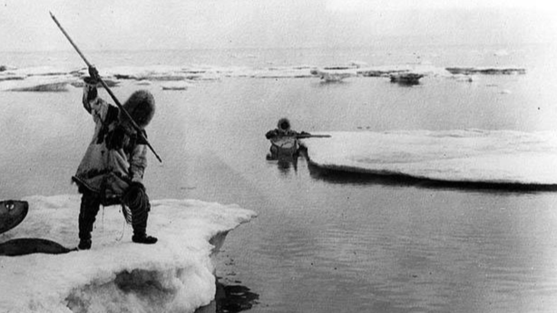 File:Eskimo hunting for seals with a harpoon in the Arctic icefields (CURTIS 629).jpeg