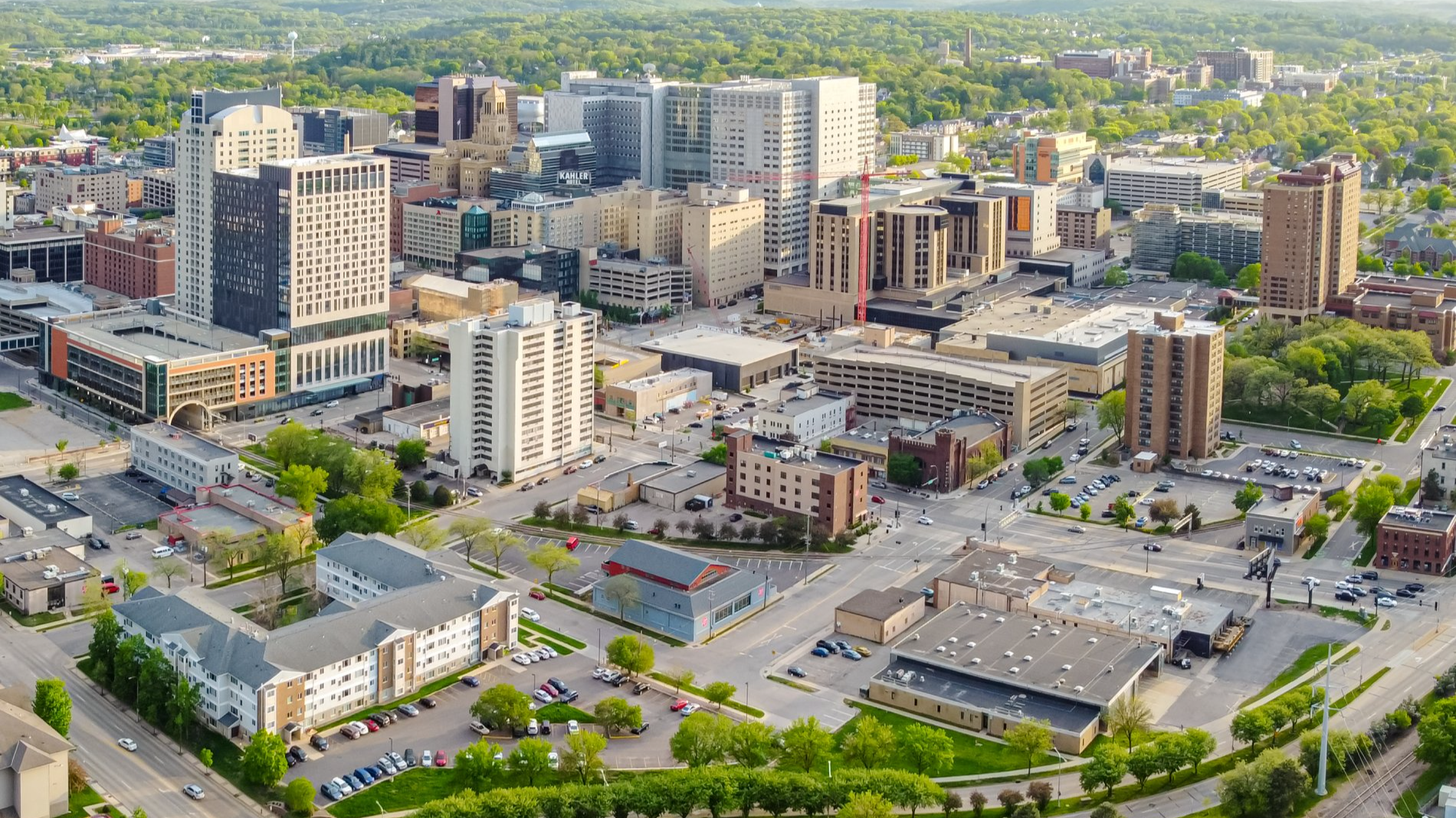 Aerial View of Rochester, Minnesota Skyline