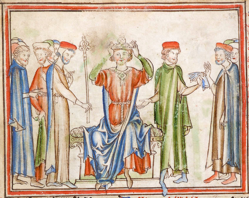 King Harold II places the crown on his own head