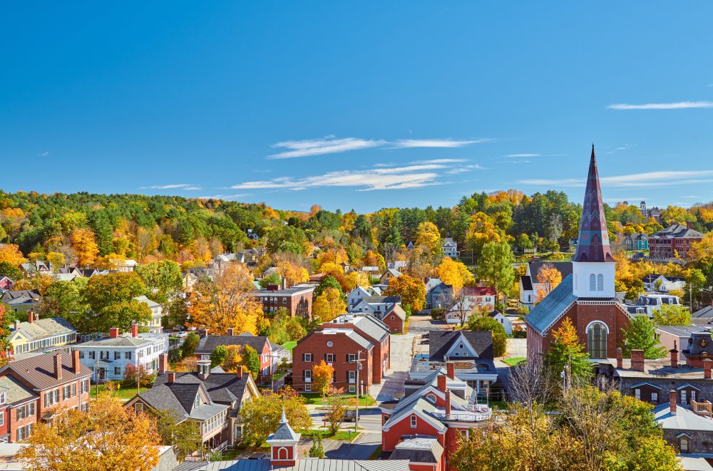 The image showcases a Vibrant urban scene of Montpelier, Vermont