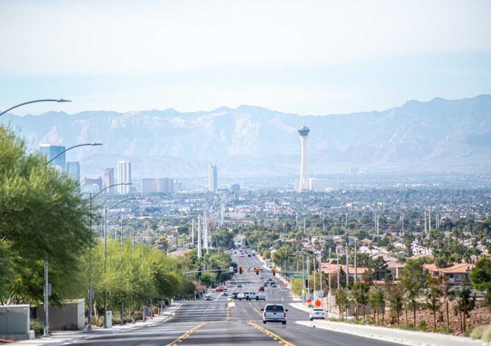 The image showcases a Vibrant urban scene of Las Vegas, Nevada