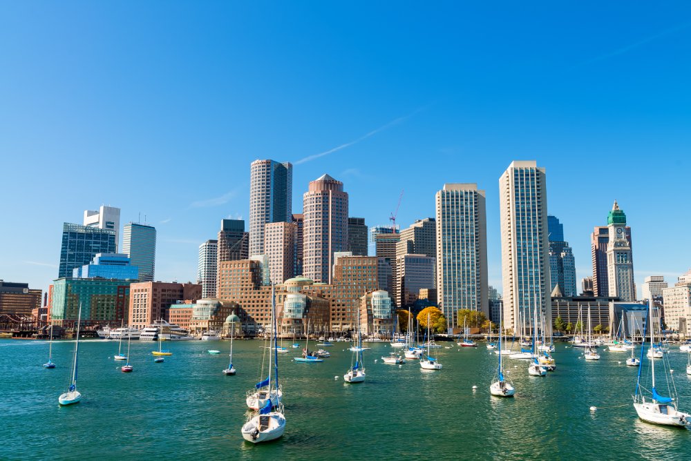 The image showcases a Vibrant urban scene of Boston, Massachusetts