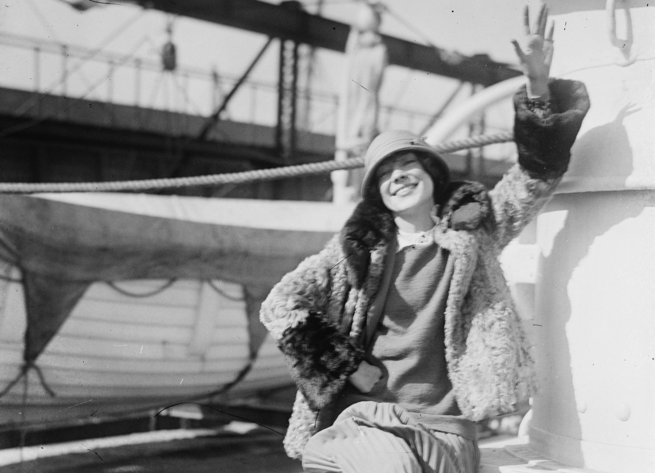 Adele Astaire aboard an ocean liner