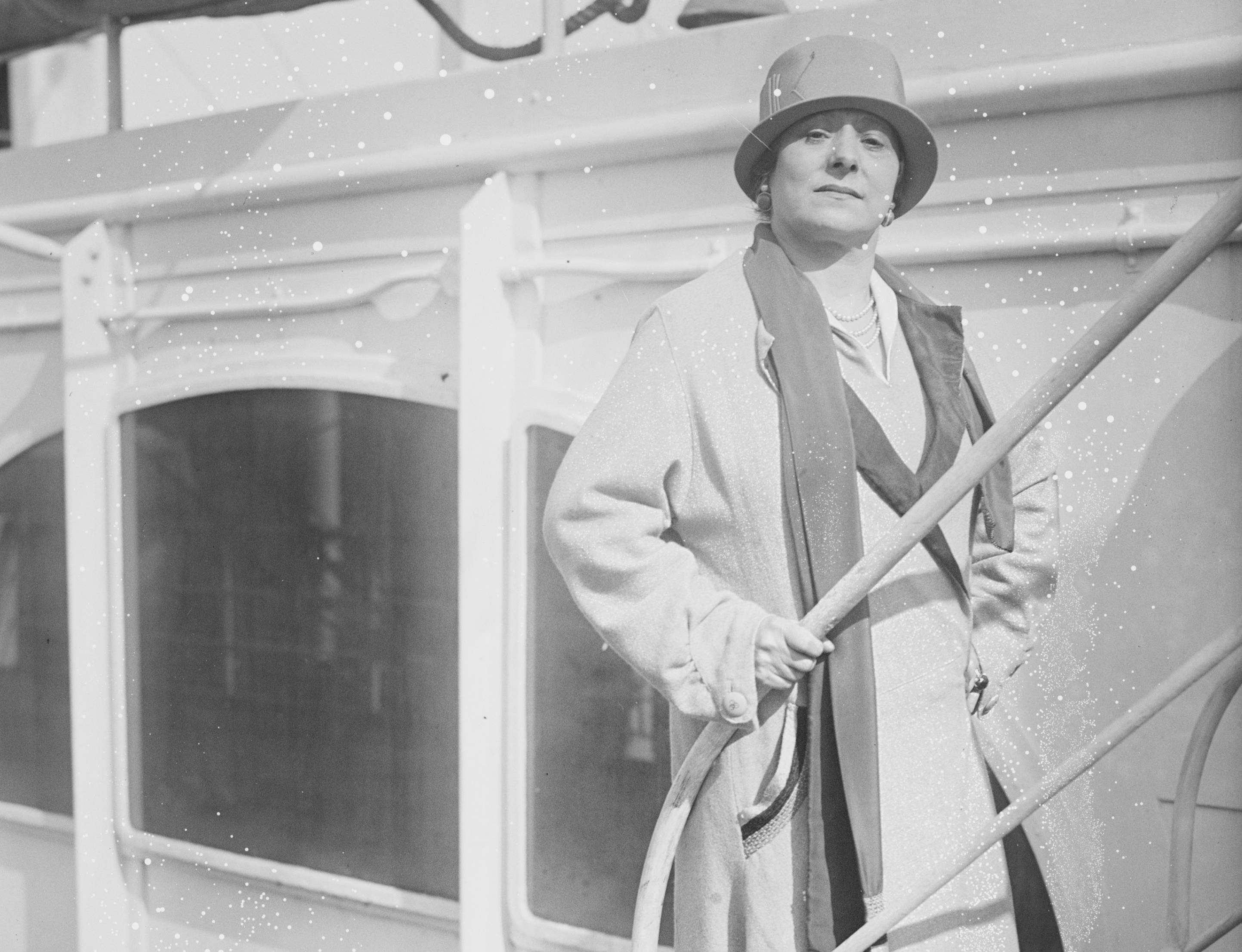 Helena Rubenstein in coat and a hat