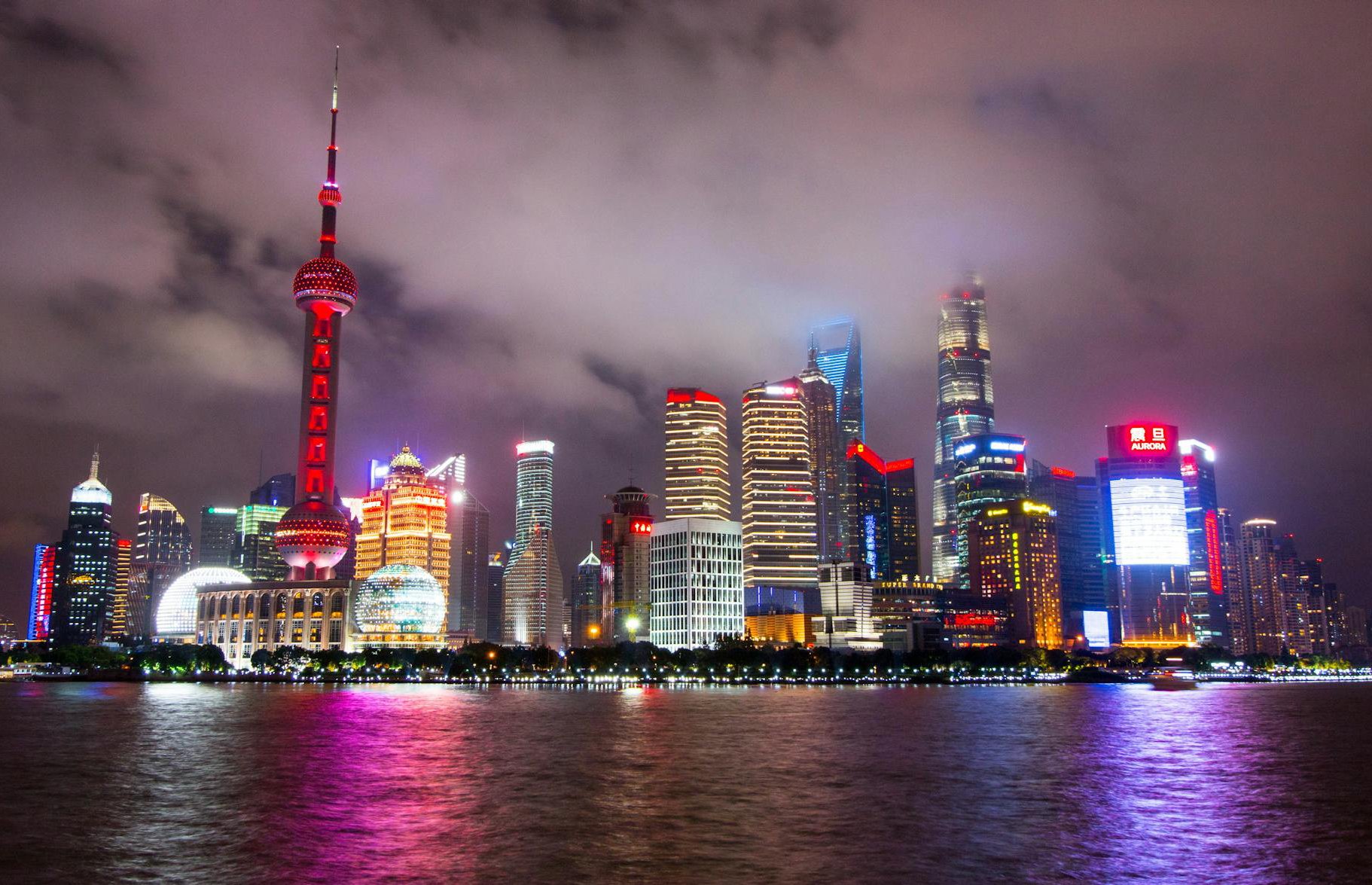 Buildings during Nighttime Near Body of Water in Shanghai, China