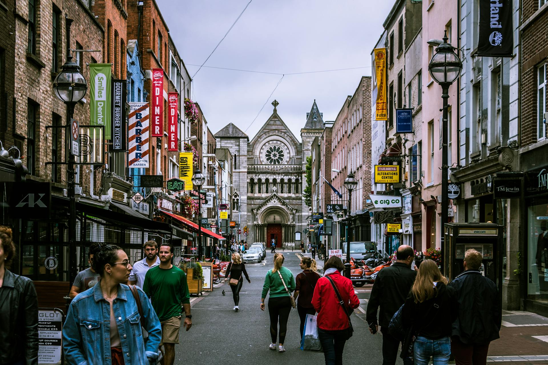 People Walking on Street in Dublin, Ireland