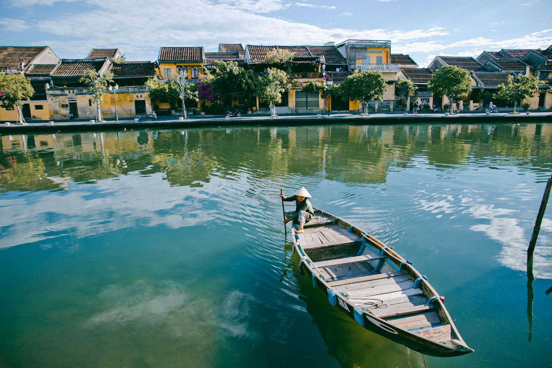 Person In A Boat on a lake in Hoi An City, Quang Nam, Vietnam