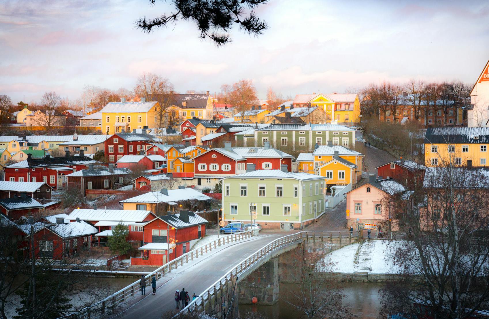 View of Colorful Houses in the City of Porvoo, Finland