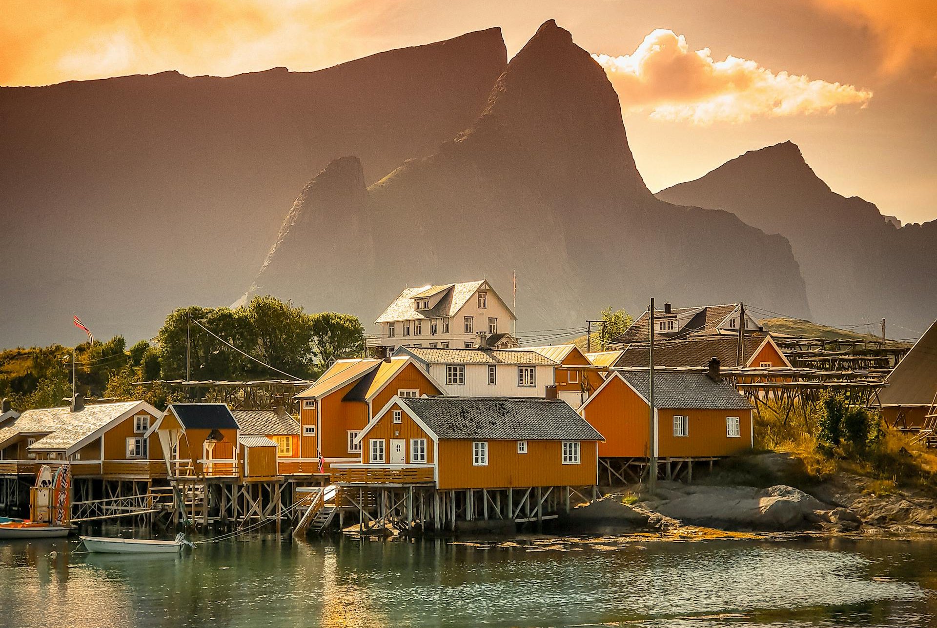 Scenic Village at Dusk in Norway