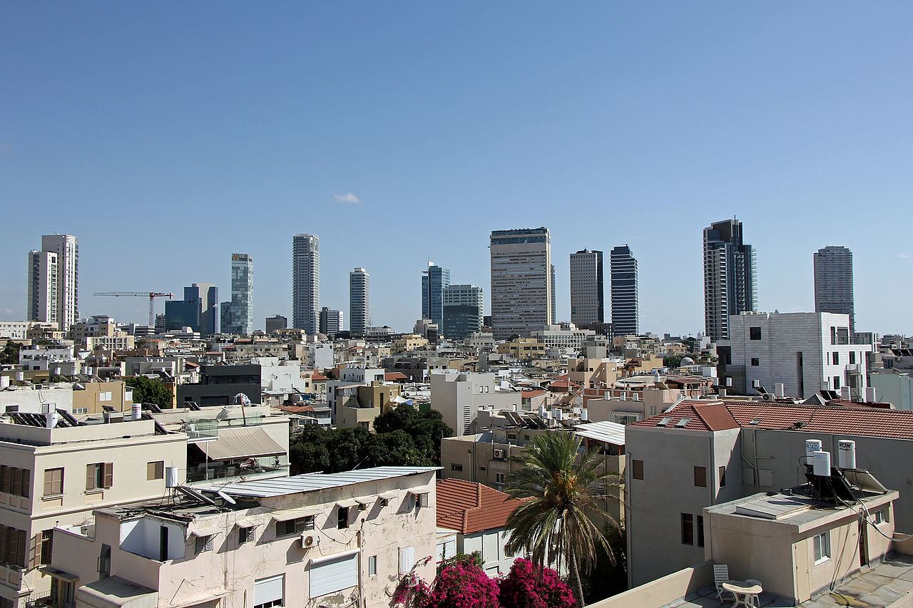 Skyline of Rotchild Boulevard in Tel Aviv
