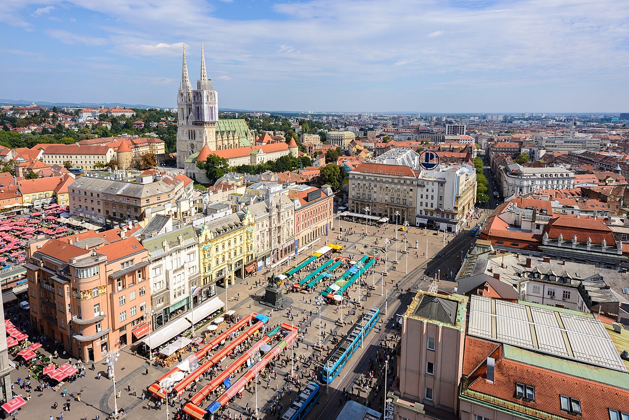Zagreb Cathedral and Ban Jelačić Square during daytime
