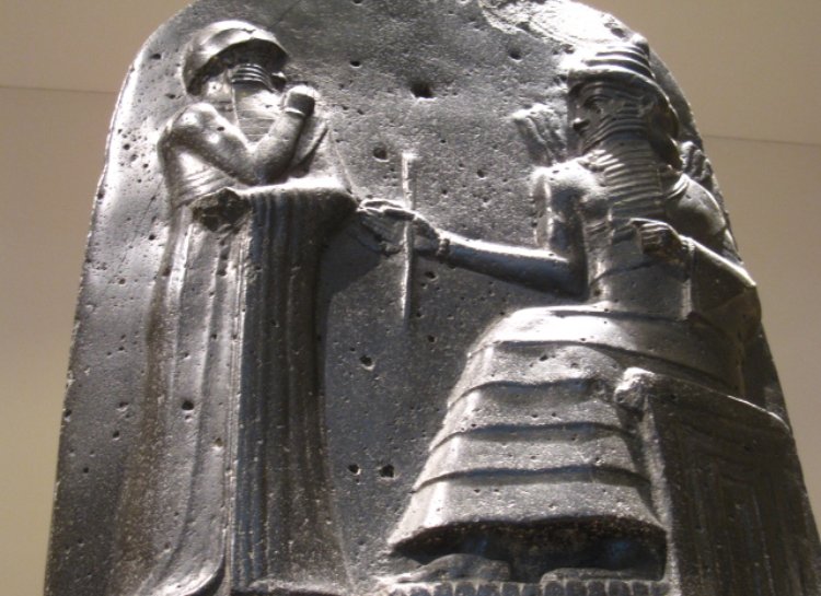 Close up photo of the Code Of Hammurabi in Louvre Museum