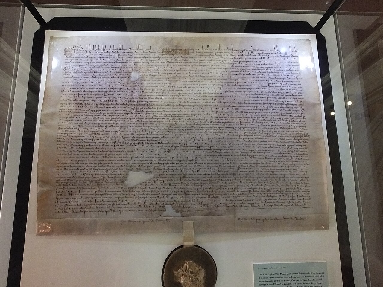 The Faversham 1300 Magna Carta was displayed under glass