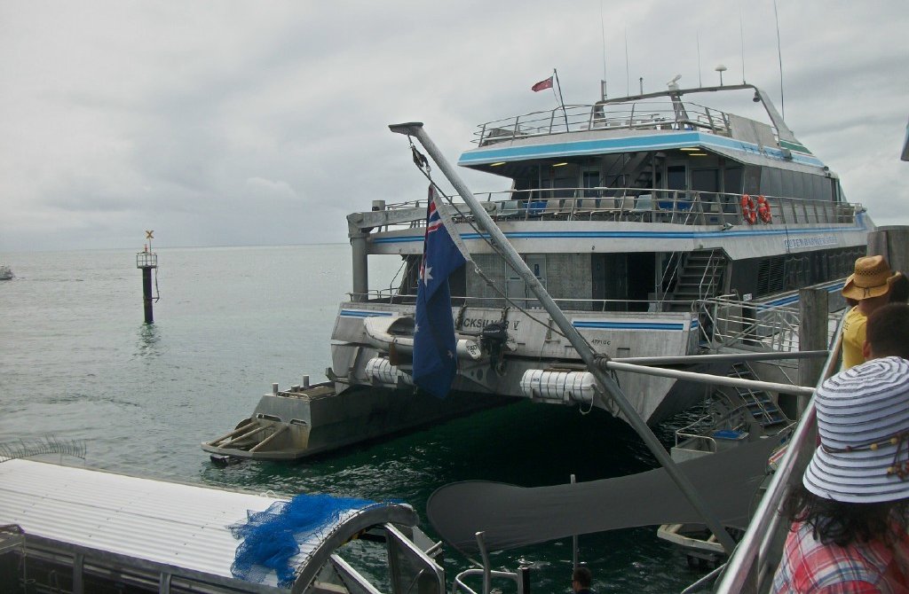 Great Barrier Reef Ferry with The Australian flag