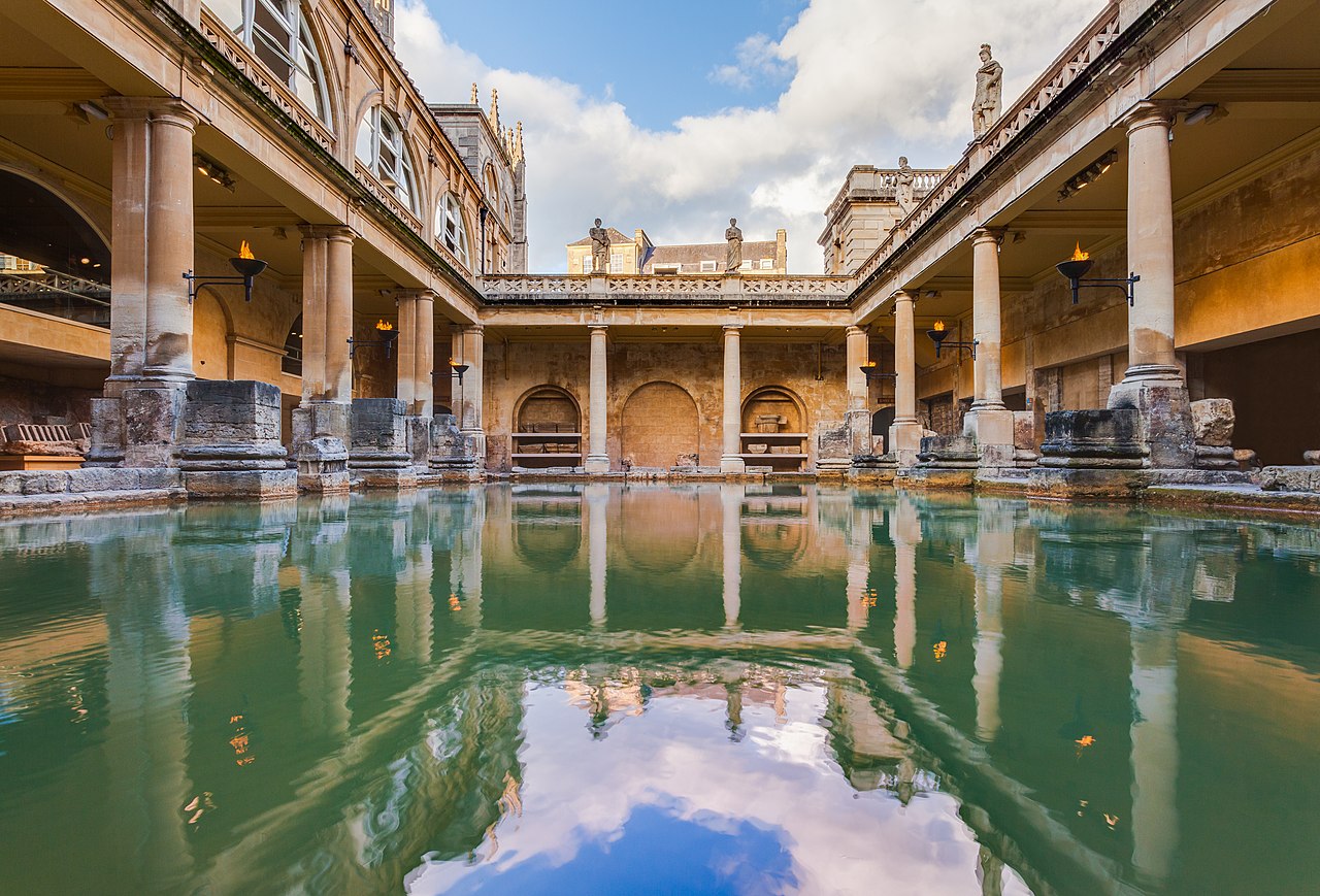 View of the Great Bath, part of the Roman Baths complex