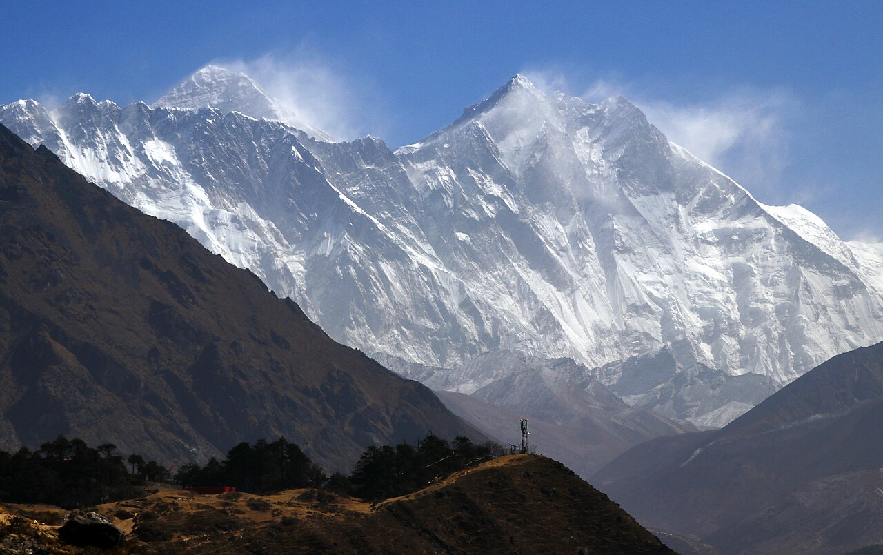 Namche Bazaar. Mount Everest and Lhotse
