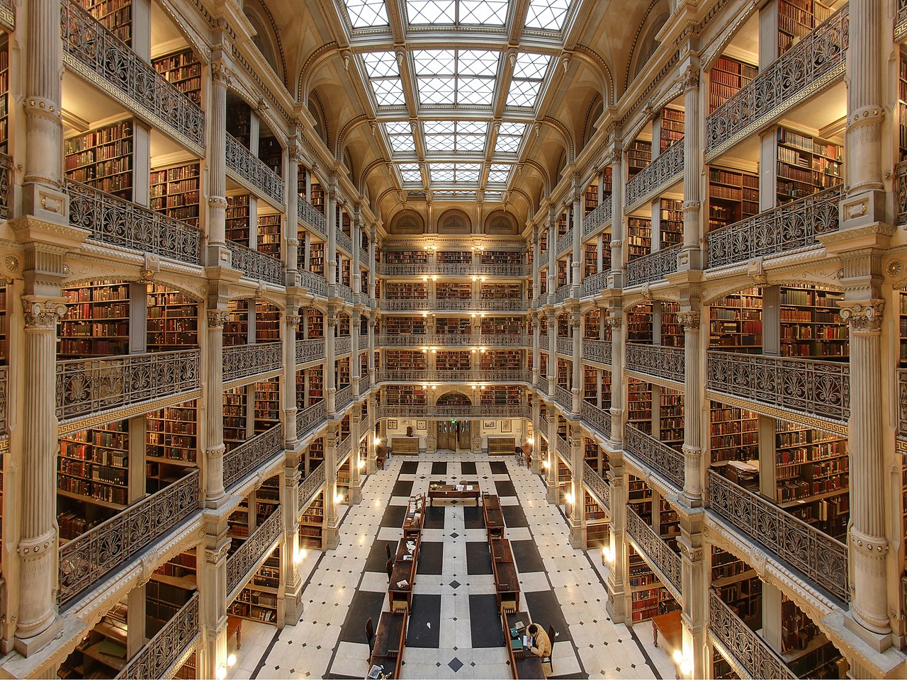 The George Peabody Library in Baltimore, Maryland, USA